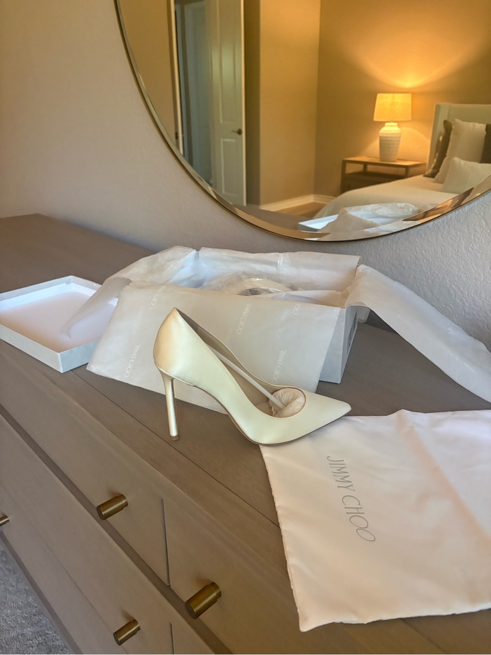 Jimmy Choo Cream Pointed-Toe Satin Stiletto Pump